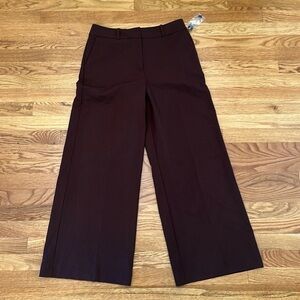 NEW Wide Leg Brown Trouser Pants The Limited 10 Petite button pockets spandex